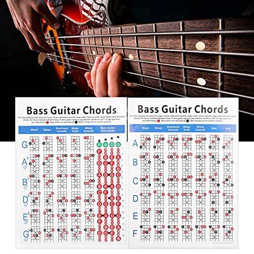 4 String Bass Guitar Chords Chart, Useful Guitar Chord Poster Guitar Chord Trainer Reference Paper Exercise Tool for Beginners 5