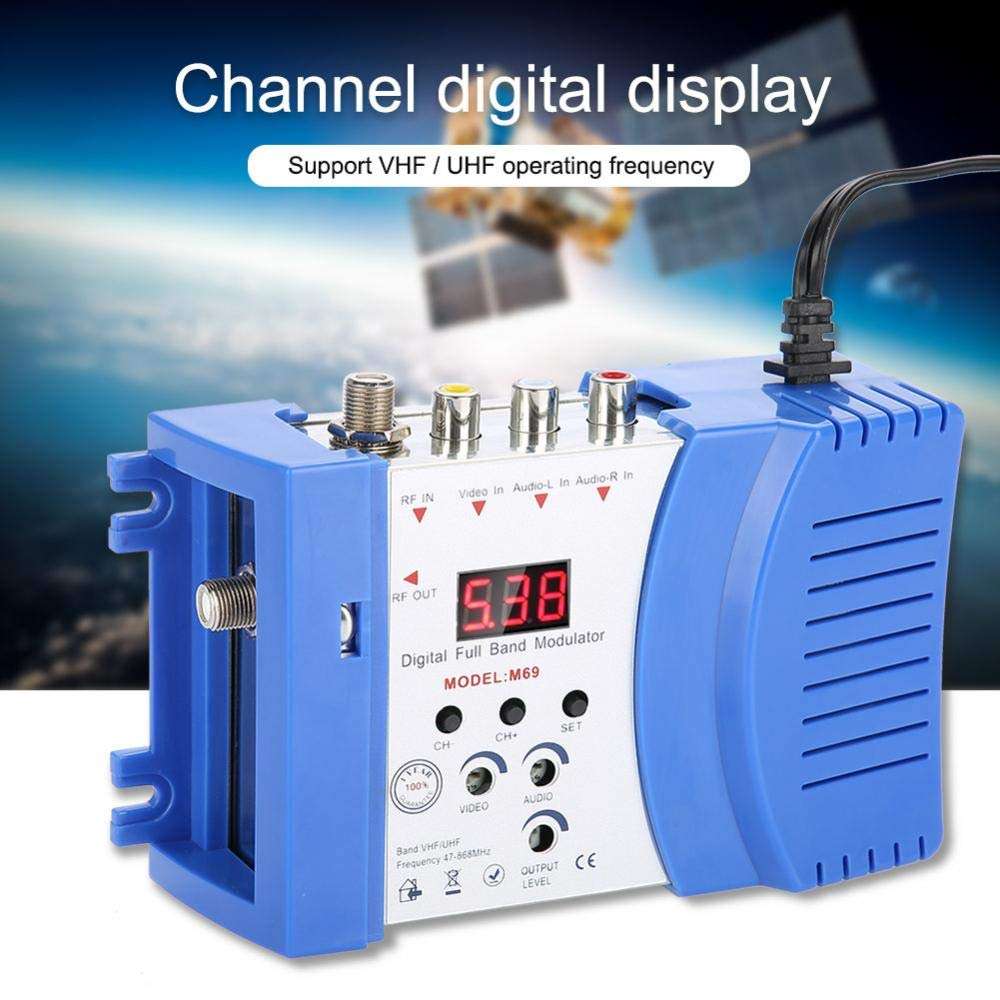 Digital RF Modulator Audio Video AV inputs into RF & TV Output AV RF AV TV Converter, VHF UHF Amplifier for Satellite Receivers, Video Cameras, Game Consoles, CCD Cameras US 2
