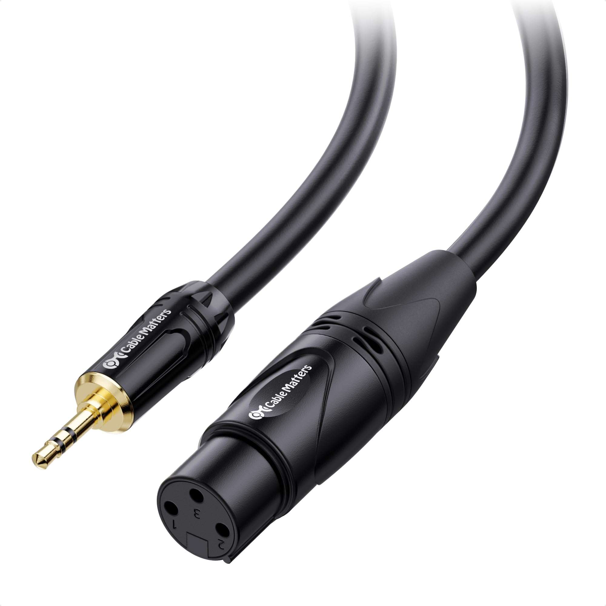 Cable Matters Short 3.5mm to XLR Cable - 3ft, Male to Female 1/8 to XLR Cable, XLRFemale to 3.5mm Cord for DSLR, DV Camcorder, Digital Voice Recorder or More, Black