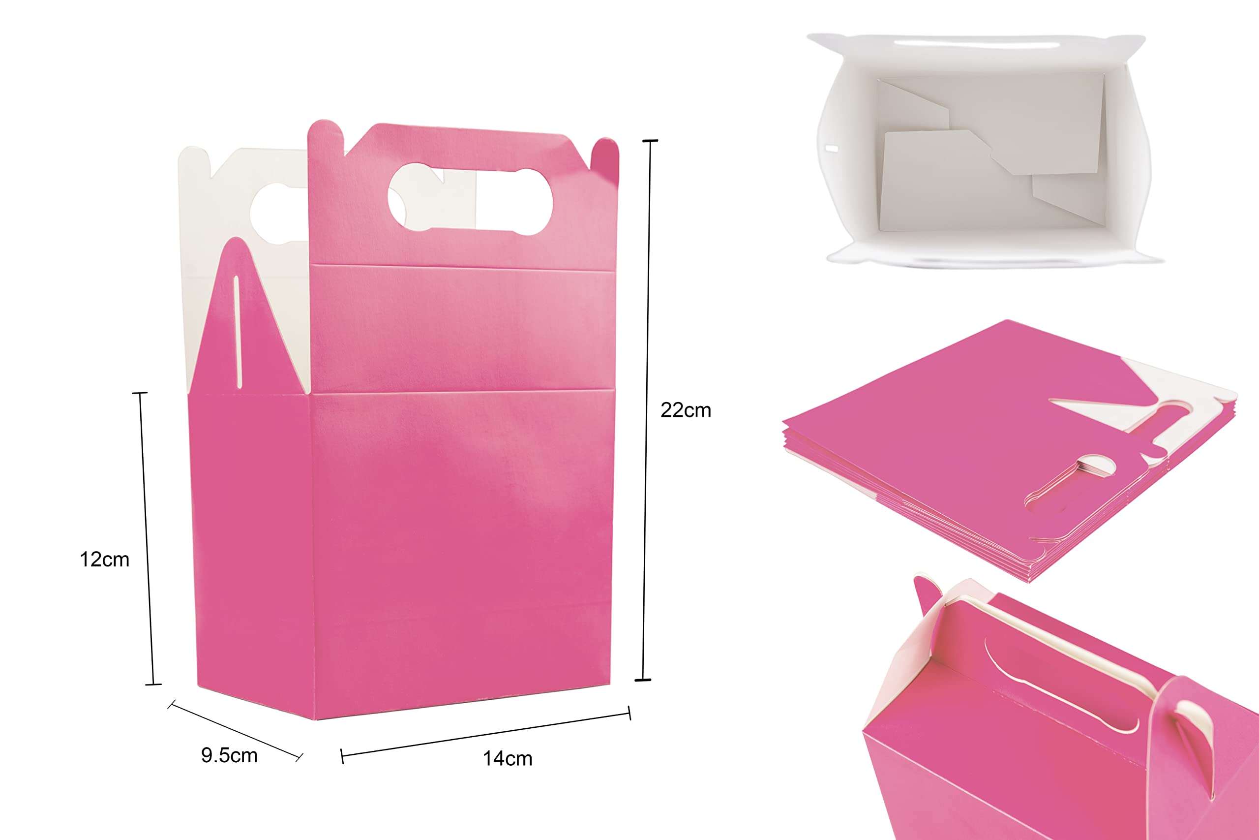 SHATCHI 10Pcs Light Pink Colour Cardboard Lunch Takeaway Birthday Wedding Carry Meal Food Cake Party Box Childrens Loot Bags 3