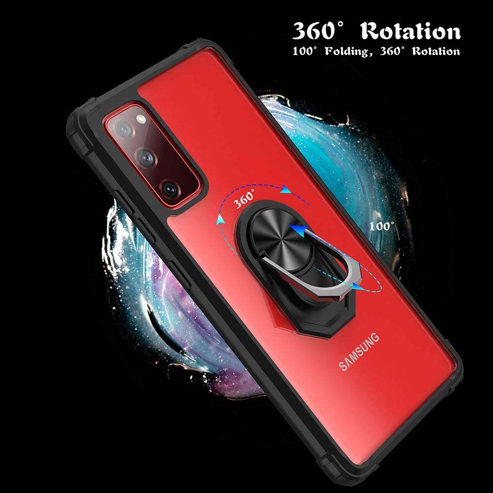 Samsung Galaxy S20 FE Case S20 FE 5G Case Metal Rotating Kickstand Holder Clear Crystal with Magnetic Ring Car Armor Heavy Duty Shockproof Galaxy S20 FE Phone Case (Blue) 6