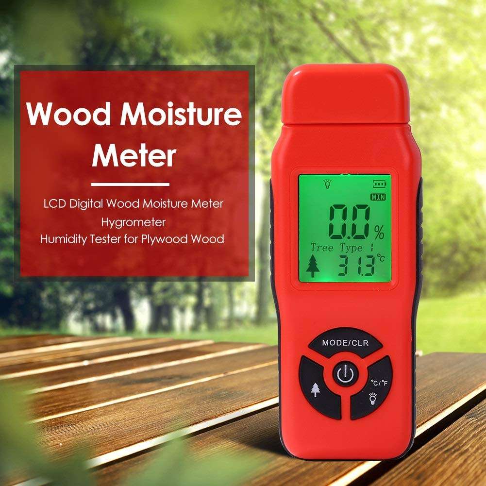 Z.L.FFLZ Moisture Detector Handheld Two Pins Digital Wood Moisture Meter Humidity Tester Timber Damp Detector with LCD Display Probe Range 2% - 70% Mini Tool 2
