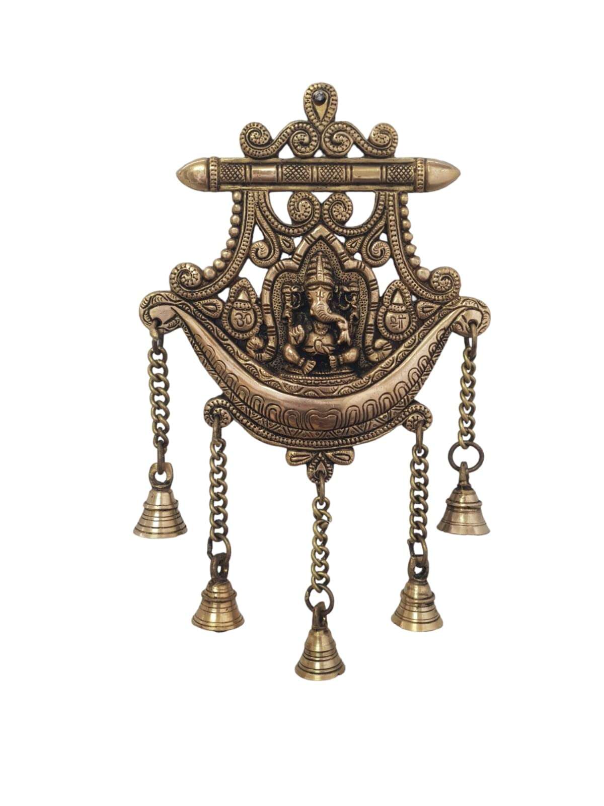 Mohan Jodero Brass Ganesha Idol Wall Hanging with Bells for Home Decor 5
