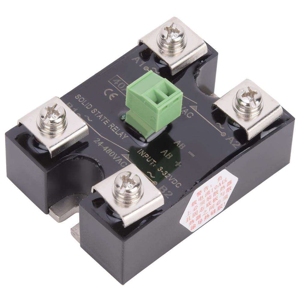 Relay Module DC Control AC Relay 3-32VDC DC Control Dual AC 24-480VAC Thermostat Temperature Controller(40A(BERM-DK40DA)) 6