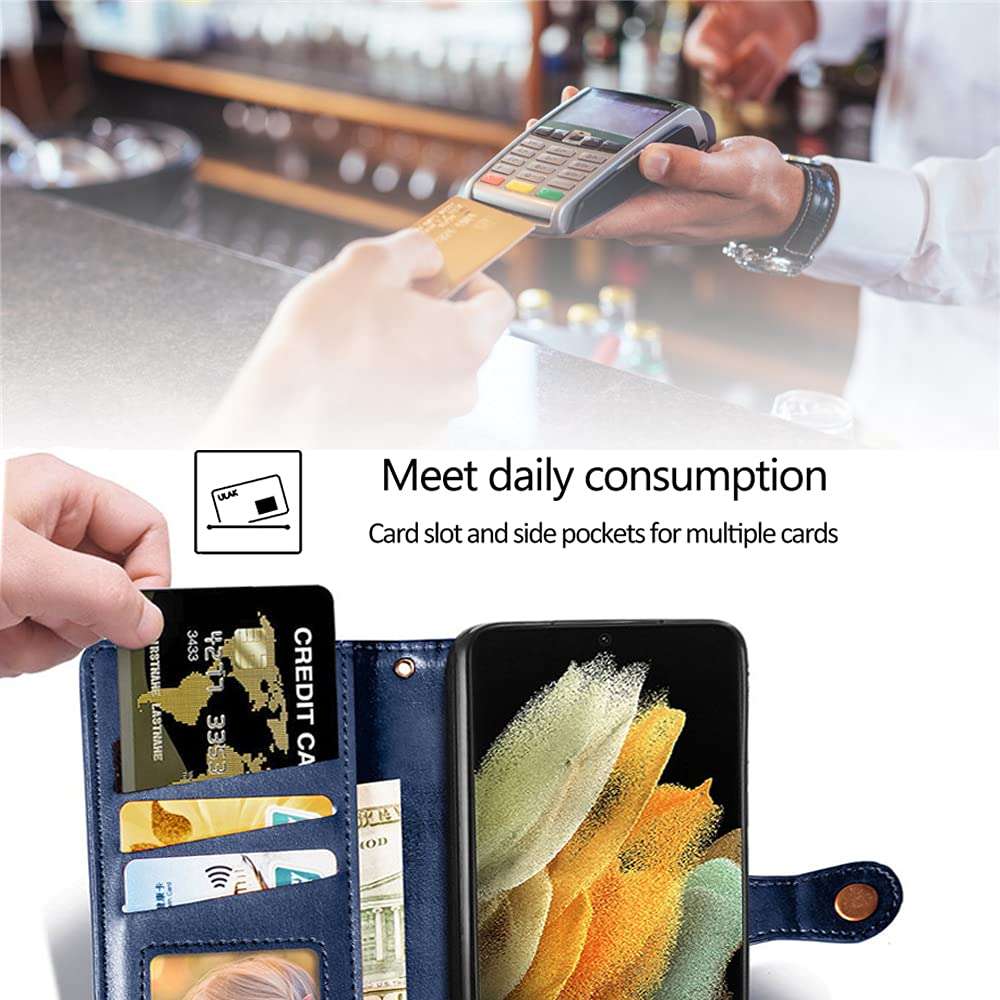 Design for Samsung Galaxy A70/A70s Wallet Case with Credit Card Holder Slot PU Leather Phone Cases Stand Kickstand Folio Flip Protective Cover for Samsunga70 Galaxya70s A 70 70A Women Men Girls Blue 3