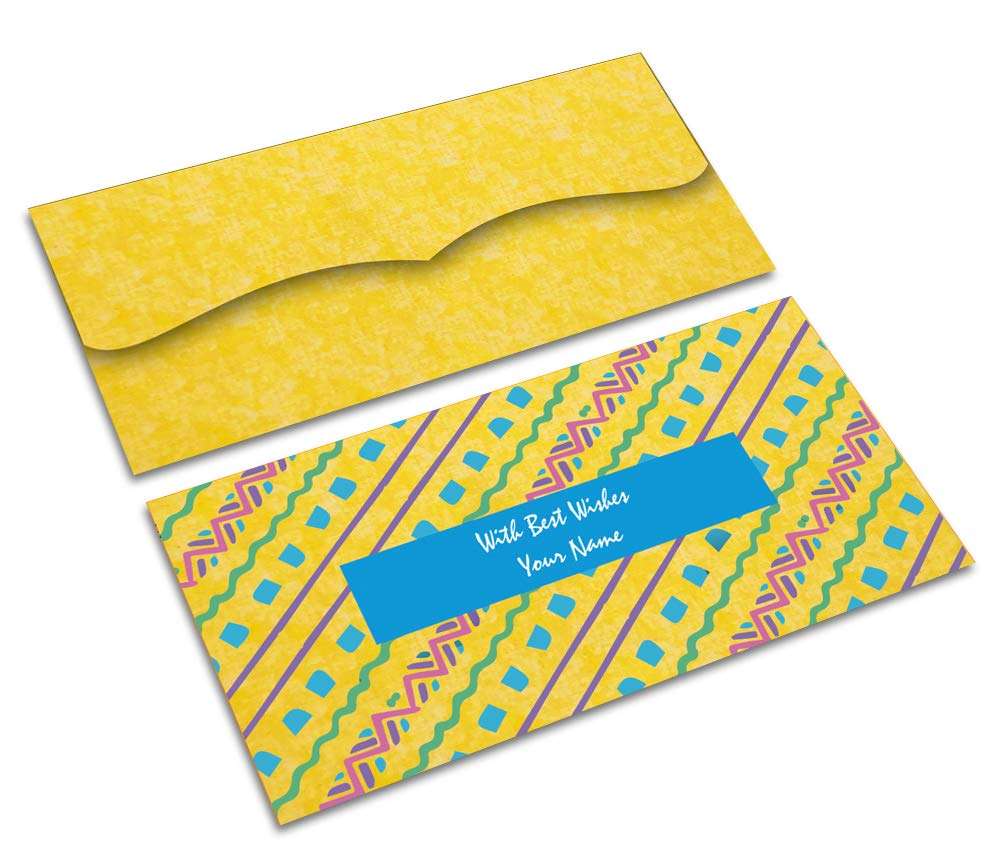 Brown Cloud Customised Shagun/Money/Gift Envelope/Cover/Lifafa for Gift/Festival Digitally Printed on Water Colour Effect Paper with Personalized Text Message/Name (SE WC Yellow BC 02) (Pack of 10) 2