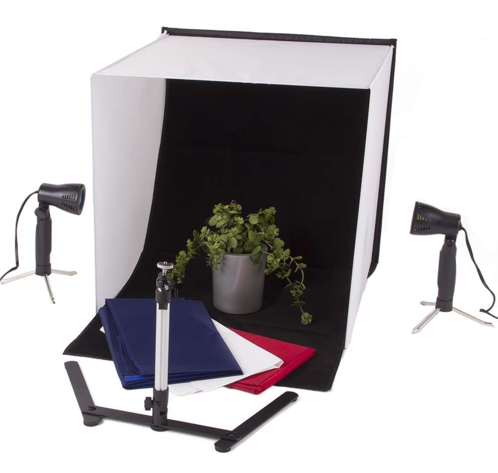 StudioPRO Square 24" x 24" Photo Studio Portable Product Photography Light with Light Set, Camera Stand, and Backgrounds 3