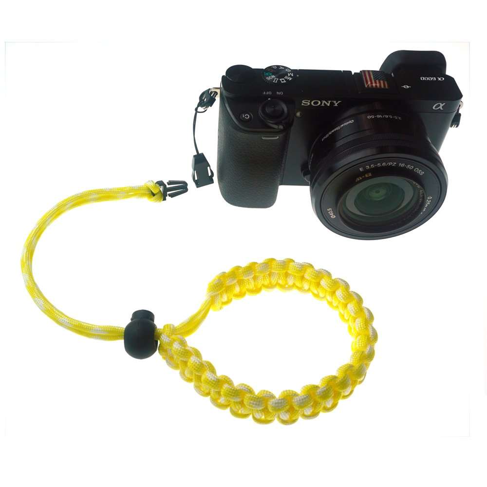 FoRapid 550 Paracord Adjustable Wrist Strap for DSLR, Compact Cameras (YLW/WHT) 2