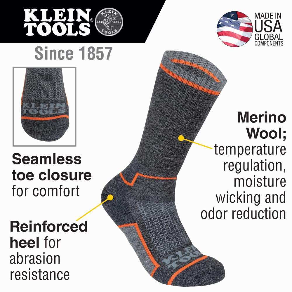 Klein Tools 80111 Winter Knit Hat Kit Features Knit Beanie, Thermal Dipped Winter Gloves and Performance Thermal Socks, Large, 3-Piece 5