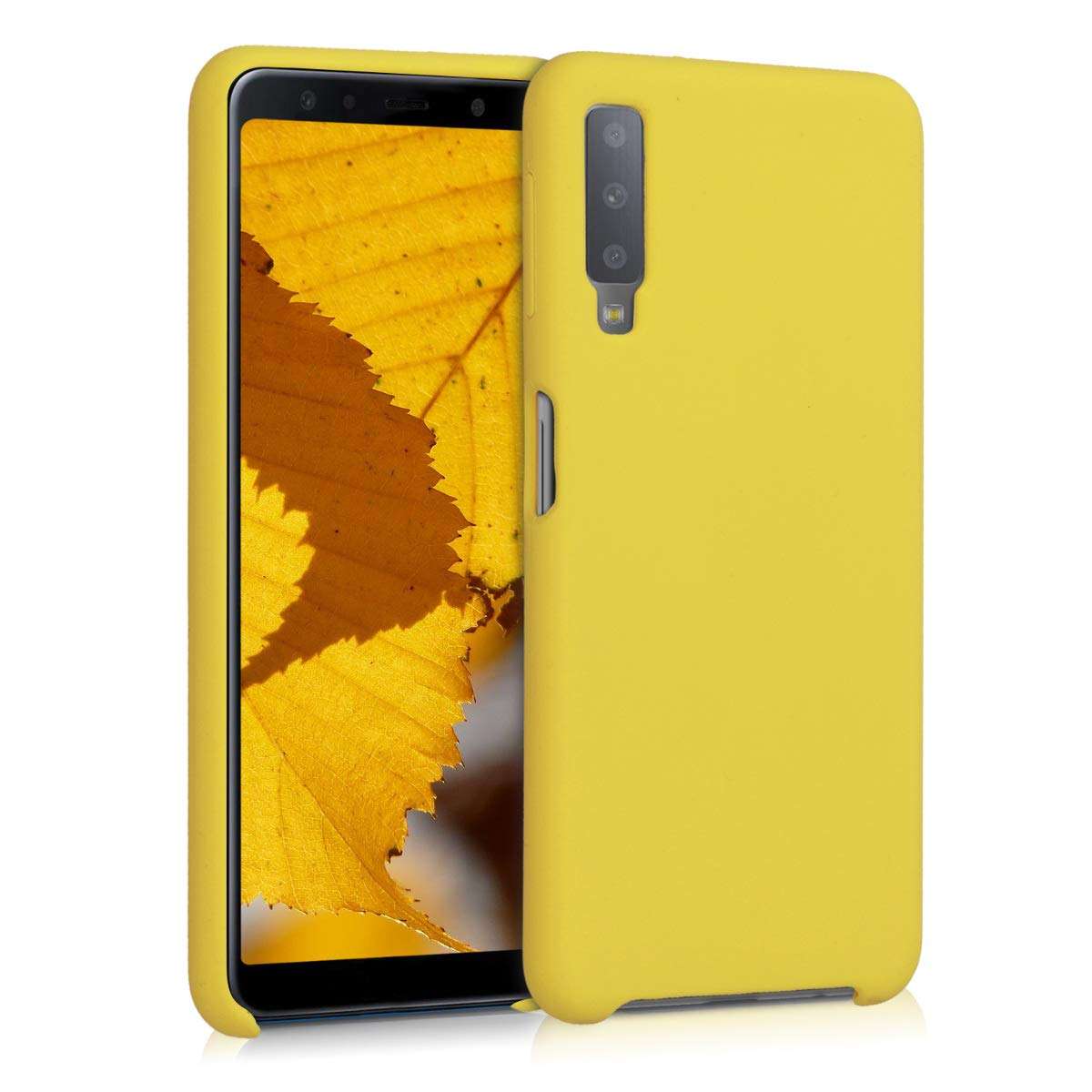 kwmobile TPU Silicone Case Compatible with Samsung Galaxy A7 (2018) - Case Slim Phone Cover with Soft Finish - Radiant Yellow 1