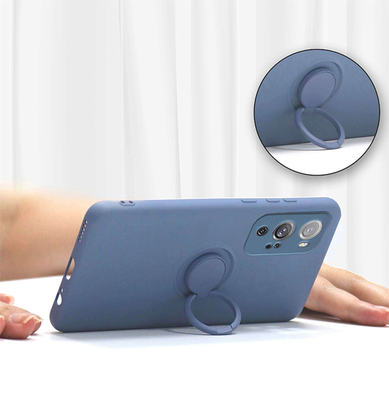 OnePlus 9 Pro Case,Soft Feel Silicone TPU Shockproof,Metal Ring Kickstand Case,Super Durable Protection Slim Case,Car Magnetic Case,for OnePlus 9 Pro (Black) 3