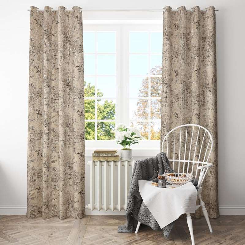 gsd home Premium Heavy Jacquard Fabric Room Darkening Creation Texture Design Curtains 8 Feet for Door, Brown, 2 Pieces 3