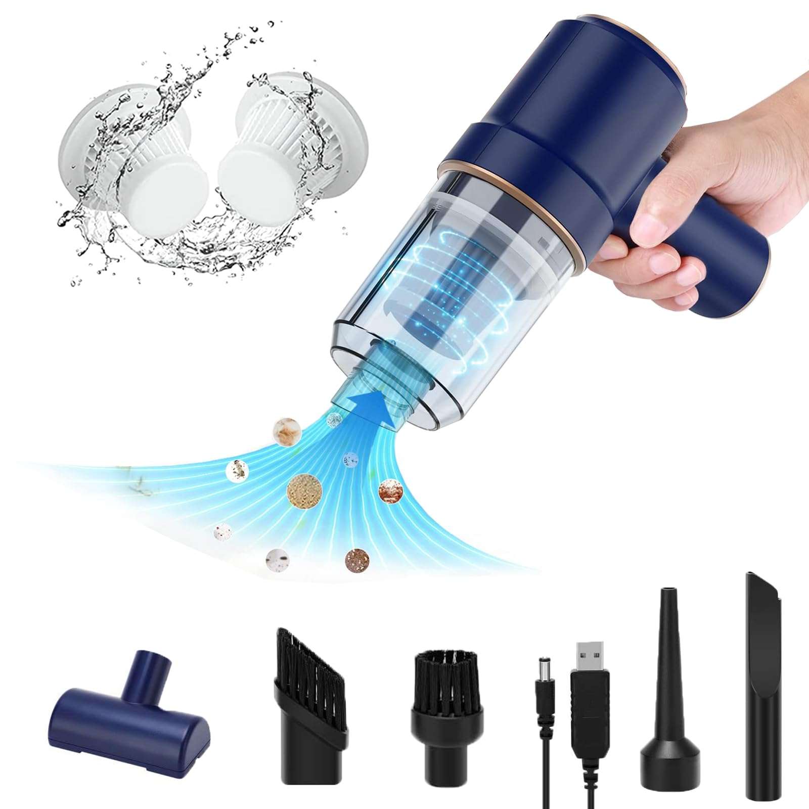 konket Mini Handheld Cordless Vacuum, Portable Compressed Air Dust Blower，Rechargeable 8000PA 120W high Power Blower and Suction Dual Purpose, for Home Cleaning/Car/Office/Computer Keyboard 1