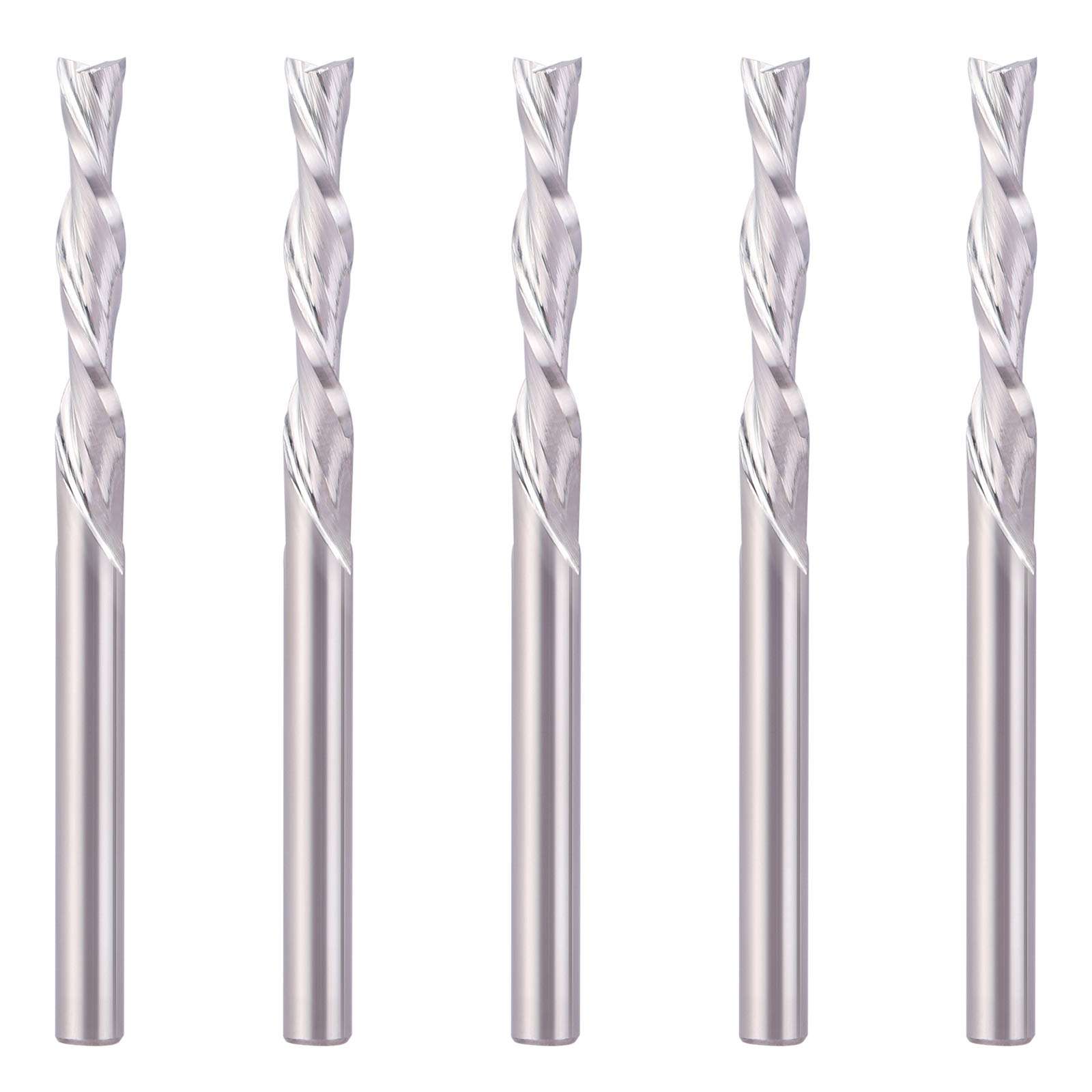 HQMaster Downcut Bit 1/8" Shank Down Cut Spiral CNC Router Bits End Mill Tungsten Carbide Milling Cutter Set 5 Pack (3.175mm)