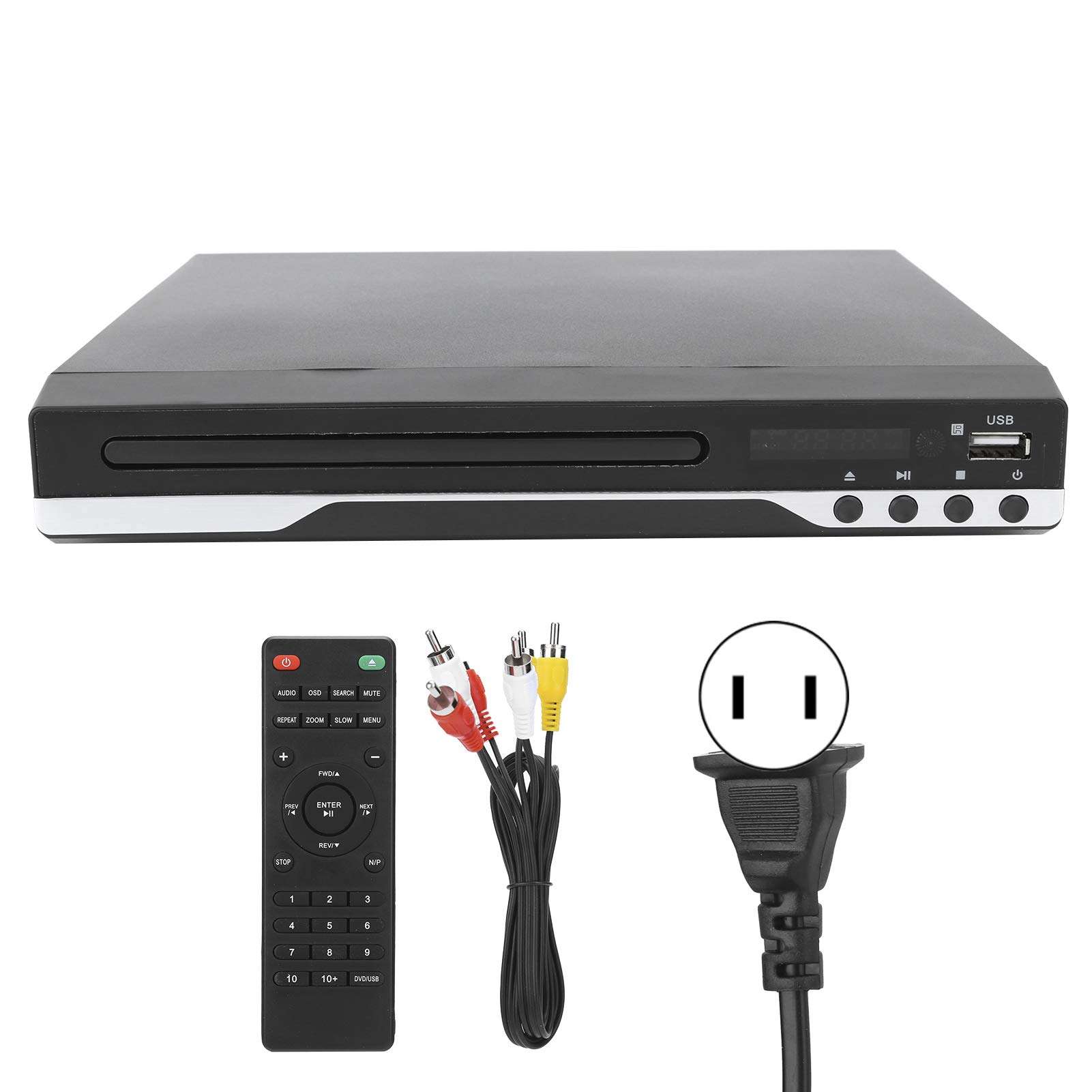 DVD Player, Mini Portable DVD/VCD/CD Disc Player Video Disc Player, with Remote Control and AV Cable, Compatible for CPRM, for Home Audio and Video Device(Black) 1