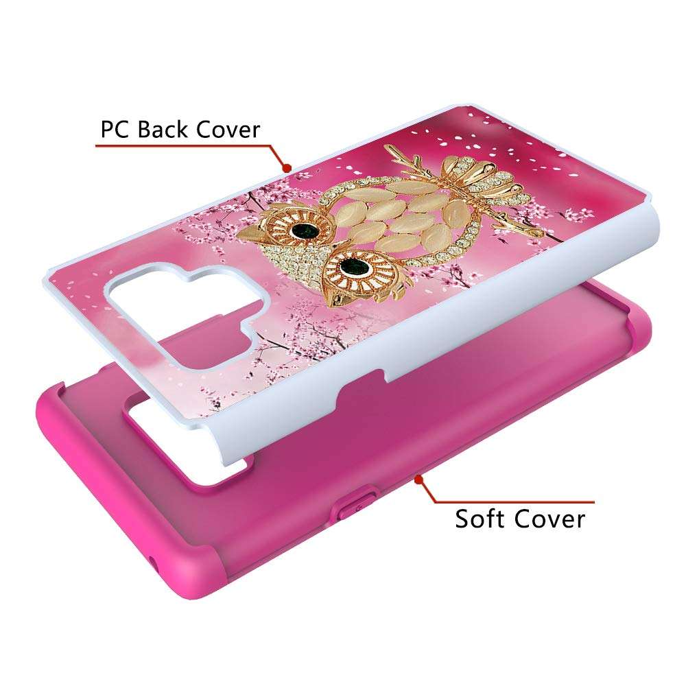 Asdsinfor Galaxy Note 9 Case Painted Print Plastic Dual Layer 2 in 1 Hard PC Soft TPU Silicone Shockproof Anti-Fall Case Cover for Samsung Galaxy Note 9 2 in 1 Seashell Owl CH-YB 3