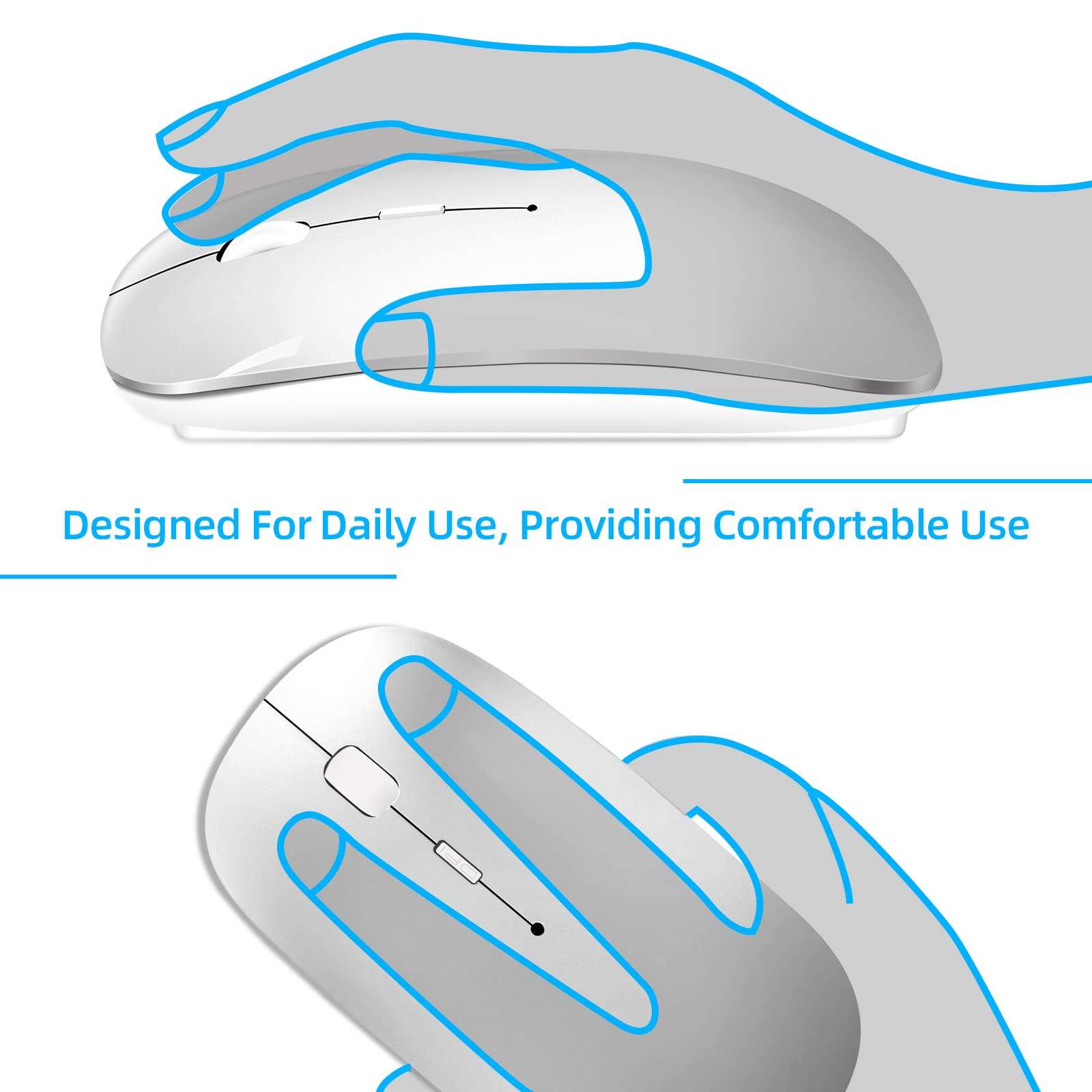 Vxeei LED Wireless Bluetooth Mouse,Rechargeable Bluetooth Mouse (Bluetooth 5.1 + USB) 2.4GHz Portable Optical Office Mouse，Bluetooth Mouse for MacBook Air,MacBook pro,Mac,Pc,Computer,Laptop,Desktop 2