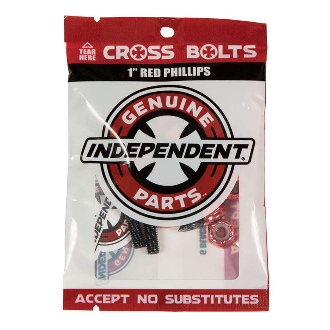 Independent Skateboard Hardware 1" Phillips Black/Red 8 Nuts and Mounting Bolts 1