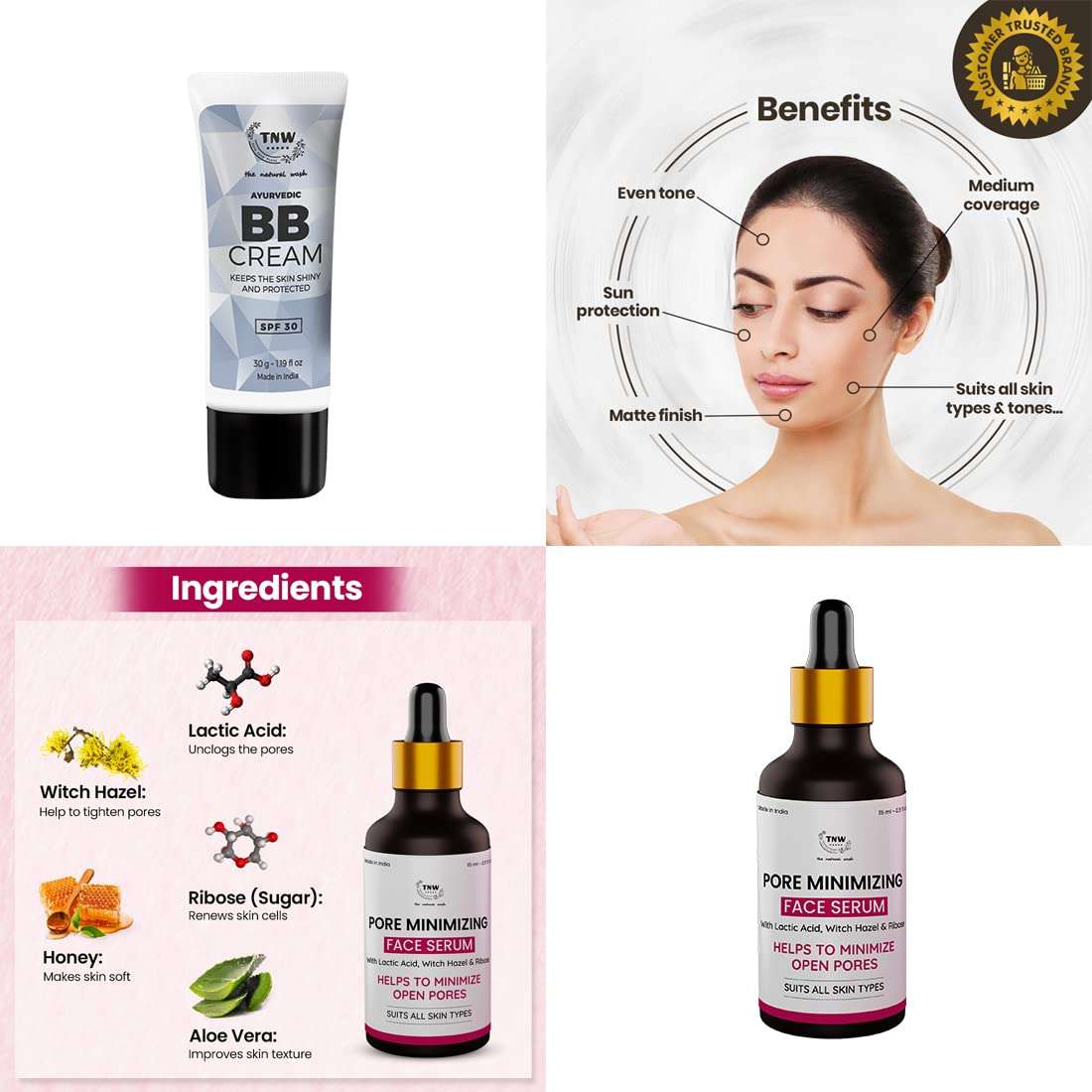TNW-The Natural Wash Skincare Combo with BB Cream and Pore Minimizing Face Serum | For No Makeup Look & Minimizing Open Pores 3
