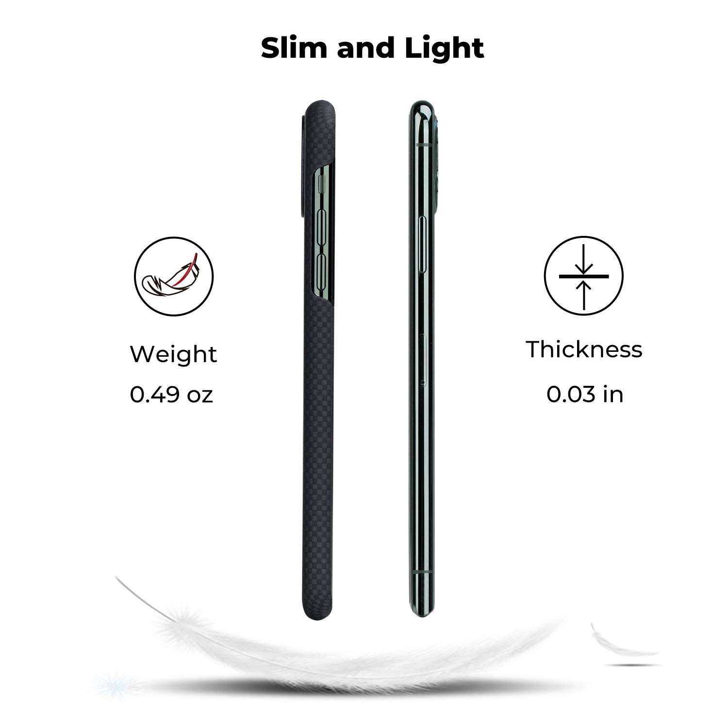 PITAKA Magnetic Case for iPhone 11 Pro 5.8" Minimalist MagEZ Case 100% Aramid Fiber Durable Perfectly Fit Cover-Black/Grey(Plain) 3