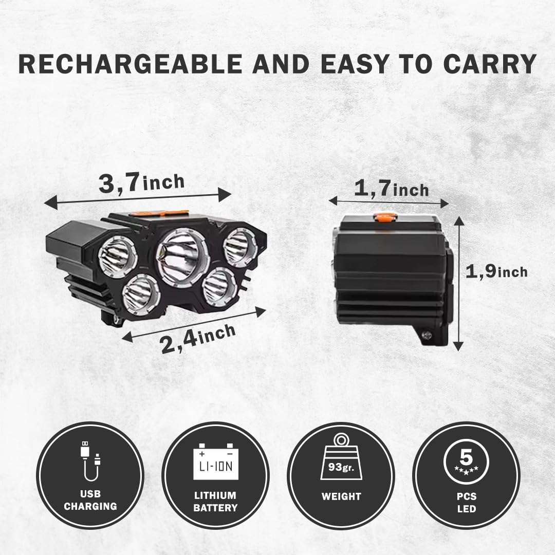 Headlamp LED Lamp Consisting of 5 lights String Lighting Rechargeable With USB - Adjustable from 180 degrees 4 Modes Flashlight Lightweight Head Light - Waterproof Outdoor Camping Hiking Fishing 4