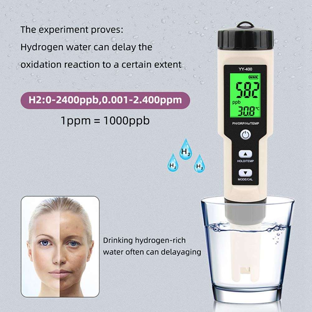 Cobeky New YY-400 Hydrogen Ion Concentration Water Quality Test Pen PH/ORP/H2 and TEM 4 in 1 Digital Drinking Water Meter 3
