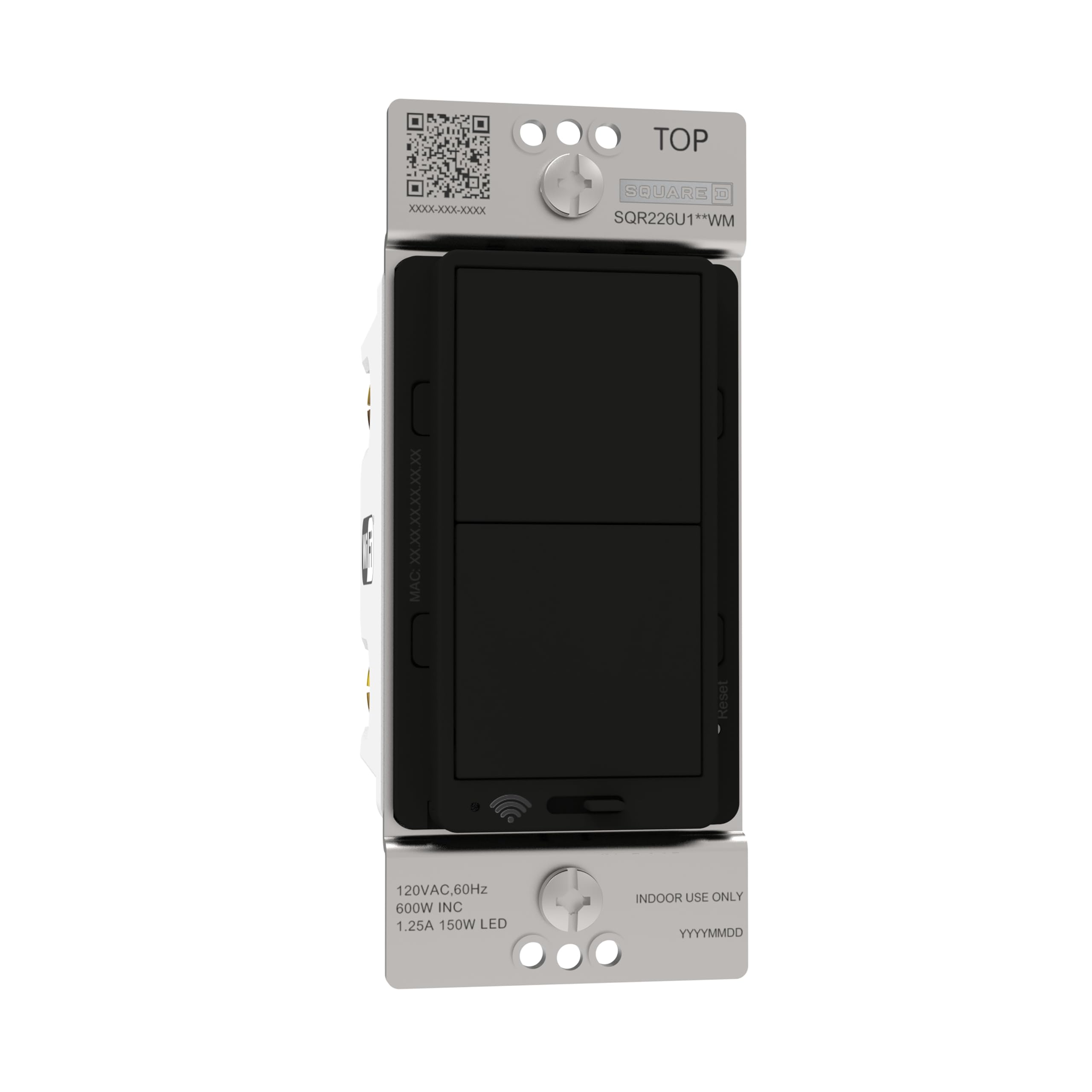 Square D X Series 15 Amp WiFi Energy Monitoring Dimmer Light Switch, Single-Pole/3-way, 600 Watt, Rocker, Matter Certified, Compatible with Alexa and Google Assistant, Black 1