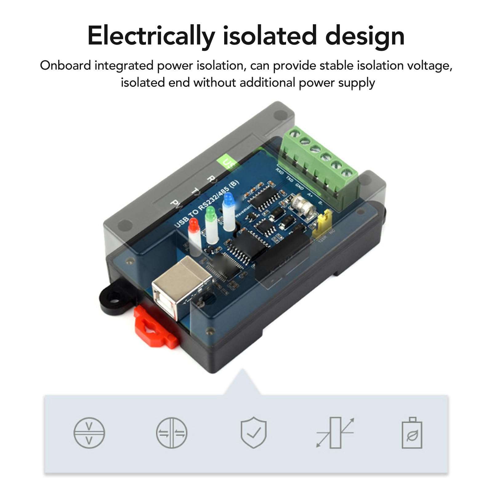 ASHATA USB to RS232 Converter, Industrial Grade Isolated USB Converter with FT232RNL Chip, USB to RS232 RS485 Converter, Industrial Isolated Converter 4