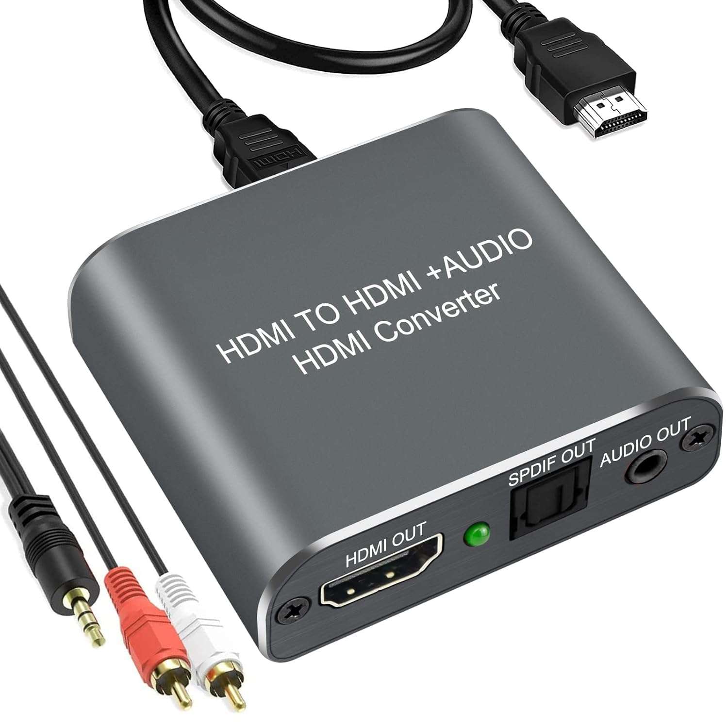 HDMI Audio Extractor Converter to HDMI Optical SPDIF RCA L/R Stereo Analog Outputs Video Audio Splitter Support HDCP Digital DTS 5.1 PCM(NOT Support ARC) 1