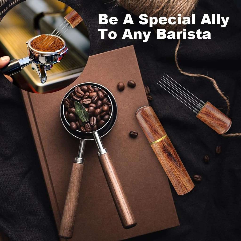 Fariox Coffee Needle Espresso Coffee Stirrers Pin Tamper with 6 Needles Espresso Needle Distributor for Home Kitchen Cafe 6