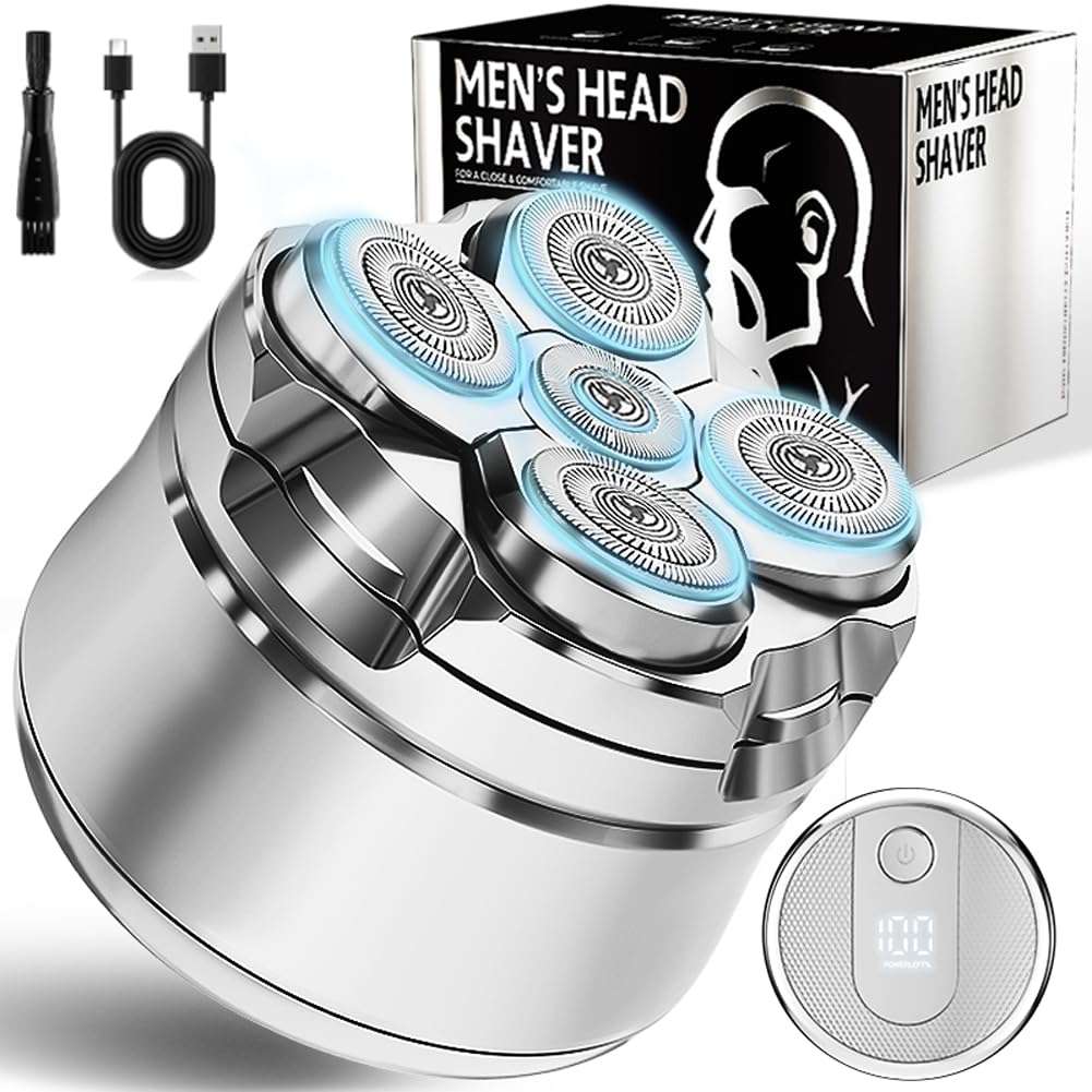 Electric Head Shavers for Bald Men - Waterproof Cordless Bald Razor Wet/Dry Shaving Rechargeable Head & Face Shaver Precision Head Trimmer for Home & Daily Shower