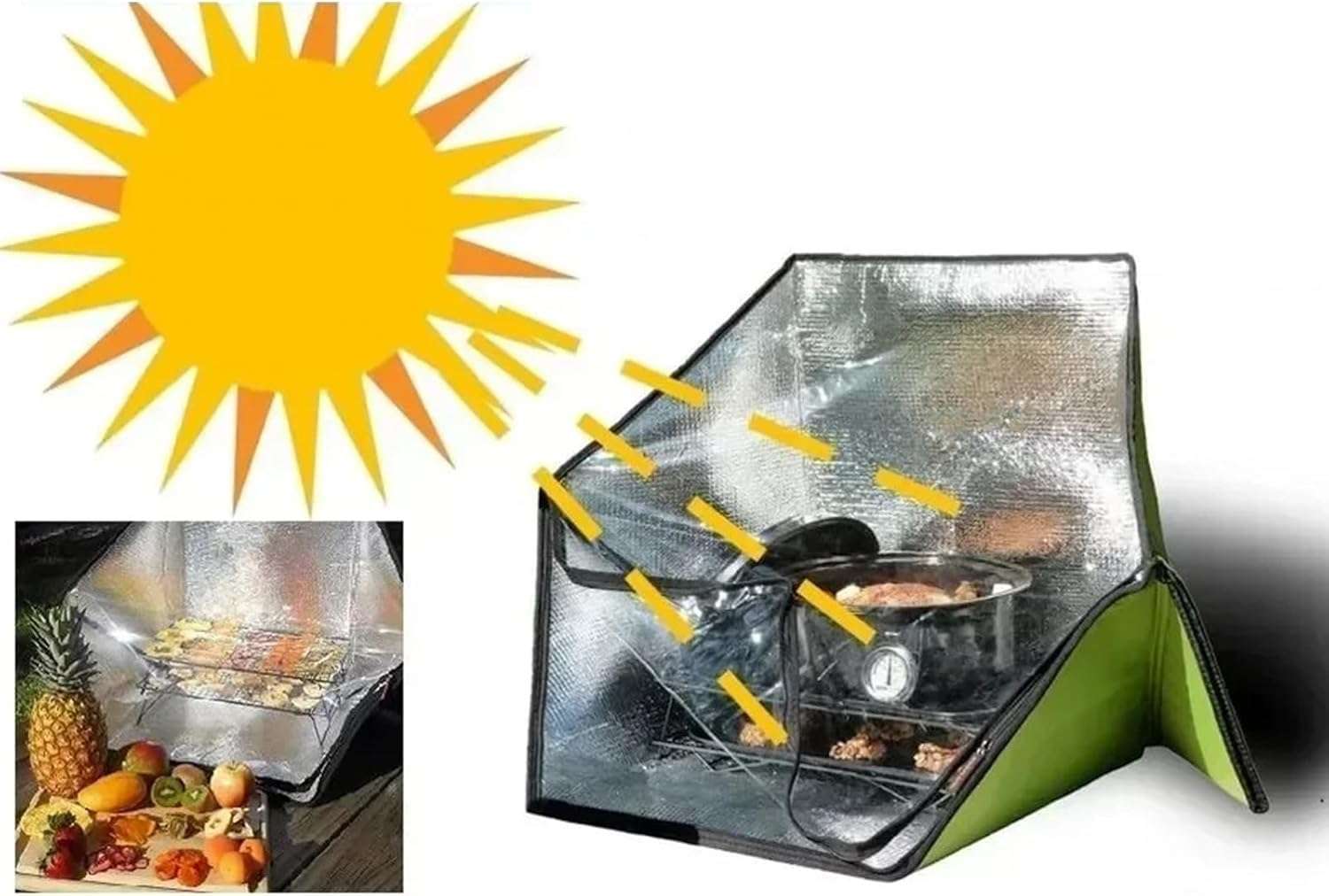 Portable Solar Oven, Outdoor Solar Cooker & Camping Oven, Foldable Cooking Oven with Carrying Bag for Outside Barbecue Camping(Green) 3