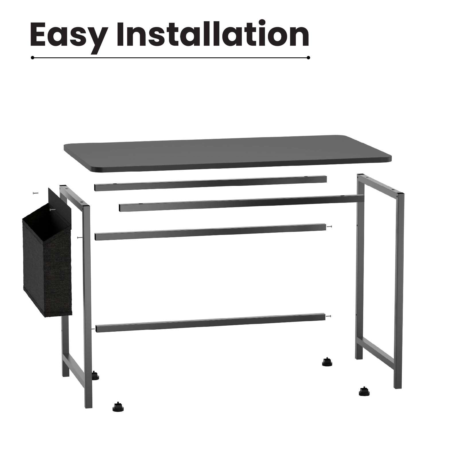 WONDWILD Office Computer Table for Home/Writing Desk for Office/Folding Table for School/Folding Study Table/Work from Home Multipurpose Table (BBLACK) 4