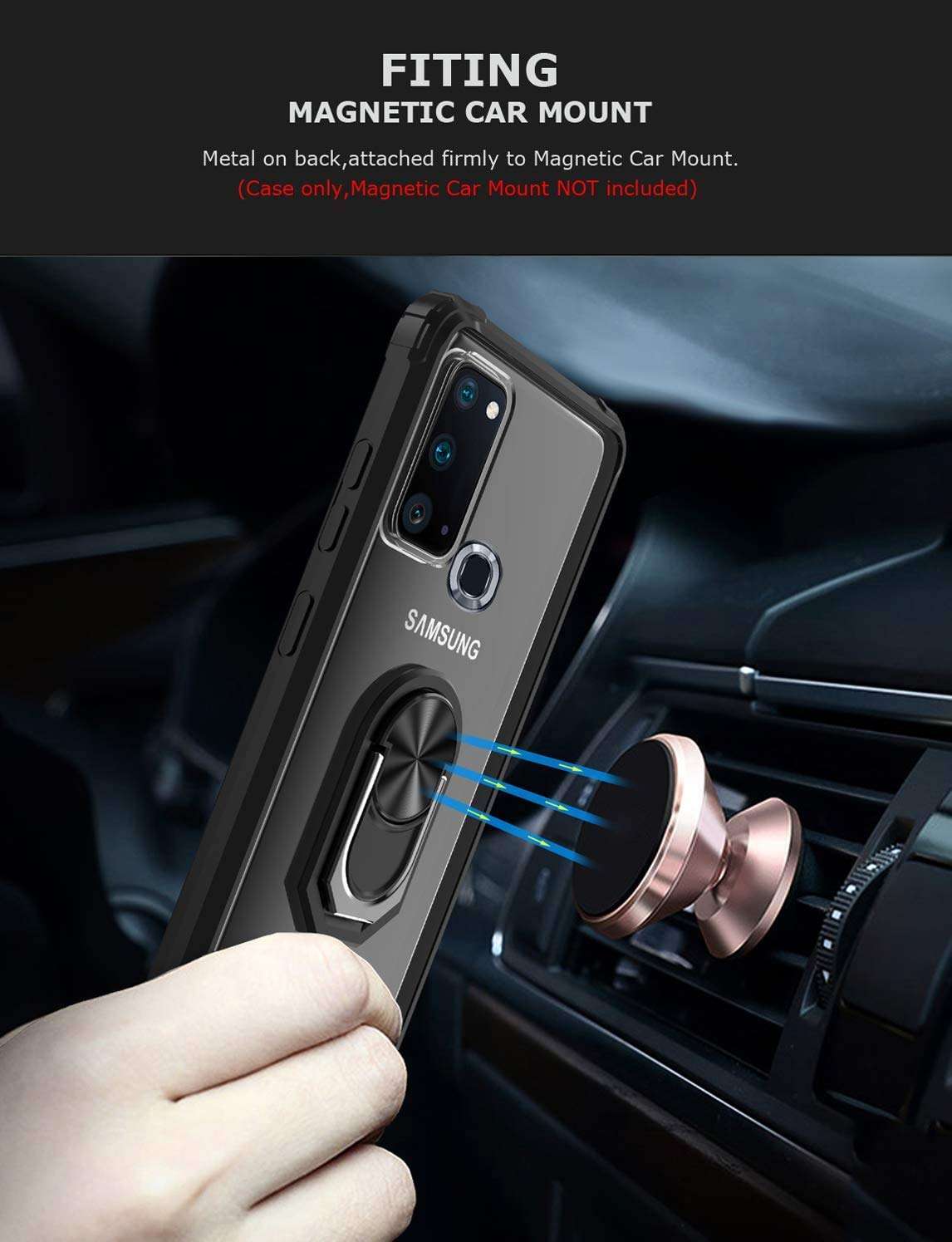 REAMOUNT Samsung Galaxy A21S Case, [ Military Grade ] with [ Glass Screen Protector] Drop Tested Protective Case | Kickstand | Compatible with Samsung Galaxy A21S (Black) 3