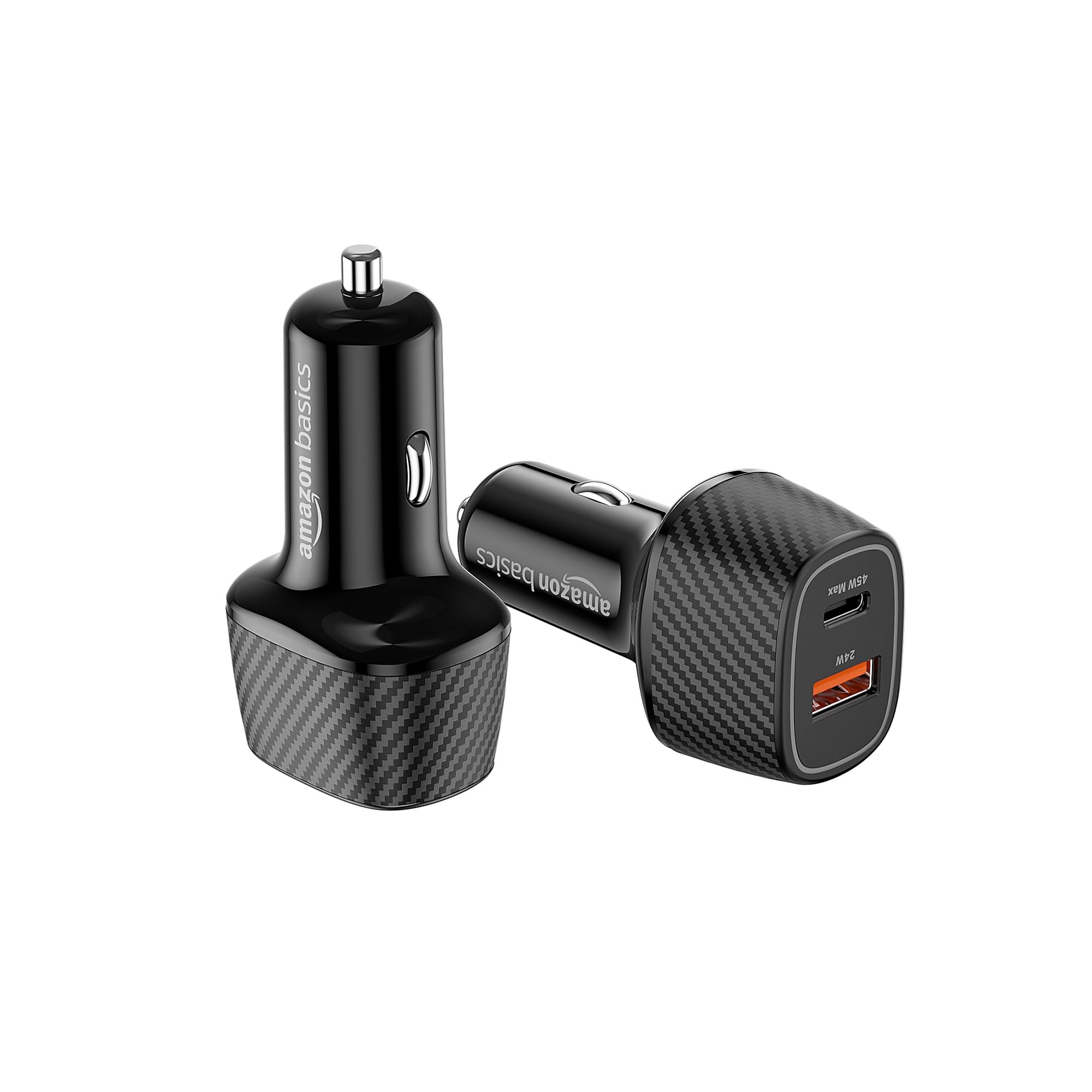 amazon basics - Car Charger with Dual Output | Charging | Compatible with All Smartphones, Ipad, Tablets, Macbooks | 69W | Black, USB, Black 5