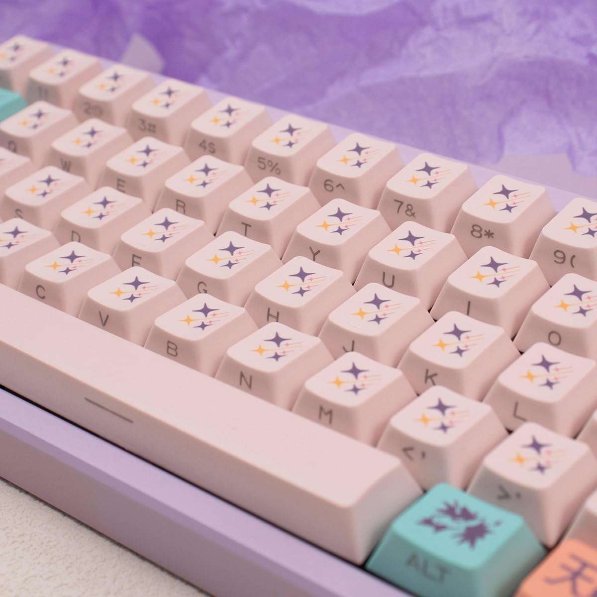 Zioyihan Shine Through Keycaps - Side Print Keycaps, PBT Keycap Set, 131 Keys Unicorn Style Custom Keycaps, Cherry Profile Keyboard Keycaps for ANSI/ISO Layout Keyboard Keycaps 60 Percent 6