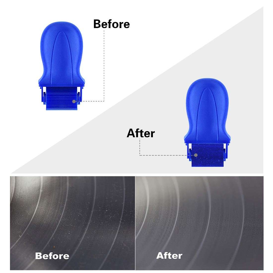 Record Cleaner kit Anti-Static Viscous Silicone Record & Microfiber Cleaning Cloth - for Vinyl Record, iPhone, iPad, Tablet, TV, Clothes, Glasses, Monitor etc, Washable & Reusable – Navy Blue 2