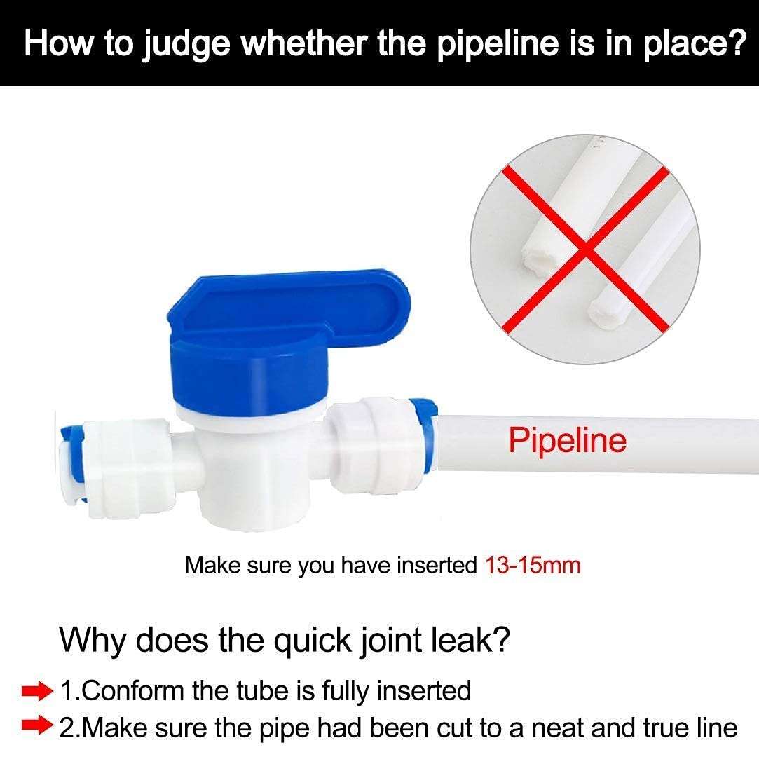 Letino Inline Tube Tap Shut Off Ball Valve Quick Fitting Connection Aquarium Quick Connector for RO Water Reverse Osmosis System (Pack of 10) (1/4 Flushing Valve) 3