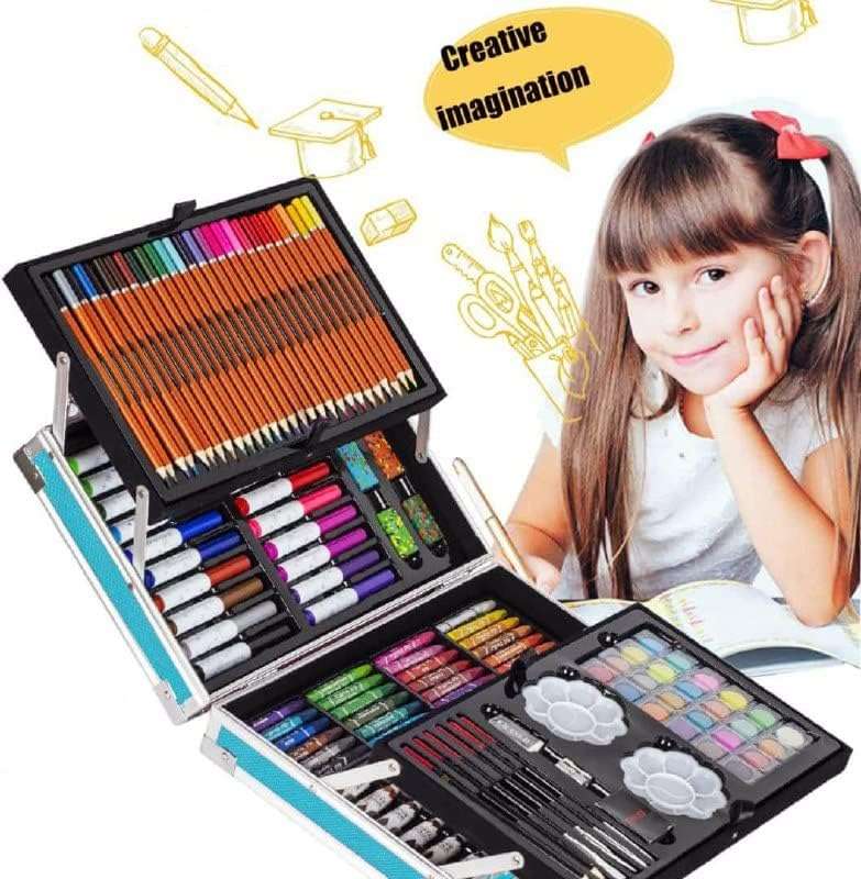 SHOPARAM New 145 Pcs Sketch Pencil Shading Drawing Kit Stationary Colour Set Crayons Oil Pastels Colour Pencil Set Watercolor Cakes Paint Brush Sharpener Eraser Art Supplies for Artist Set Kids 5