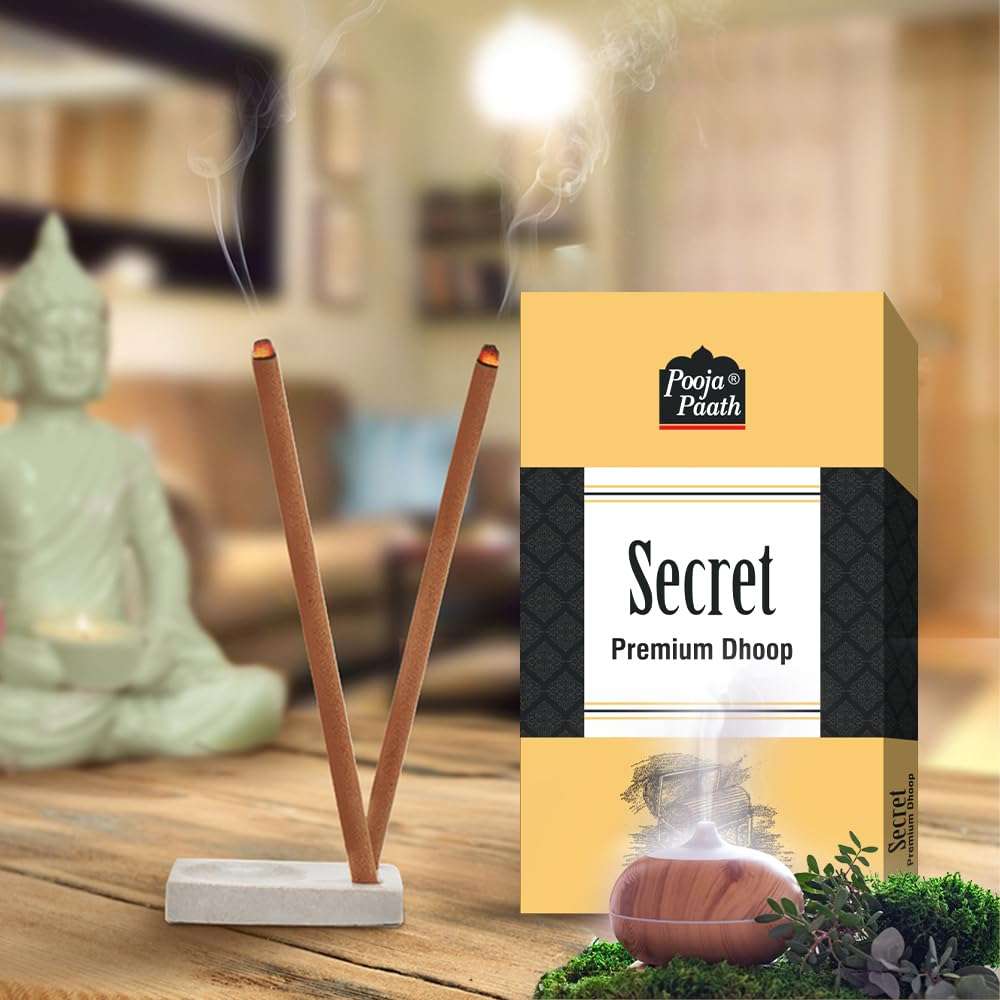 Pooja Paath Natural Fragrance Premium Secret Drystick Dhoop & Incense Sticks for Puja, Home & Office, Meditation & Festive Fresh Vibes - Pack of 12 3
