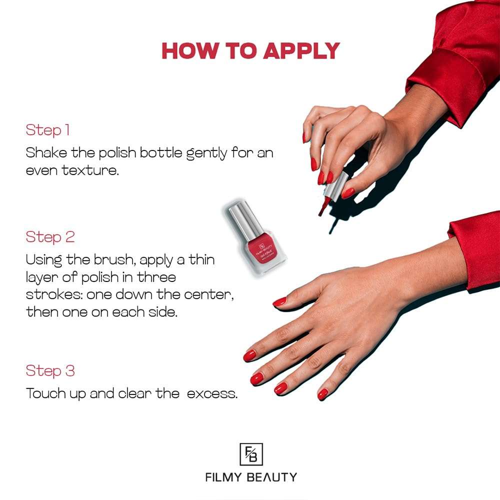 Filmy Beauty Gel Effect Nail Lacquer Set – 2 Shades – Long-Lasting, High Shine, Salon Finish, Quick Drying Nail Polish (Oasis, 10 ML Each) 6