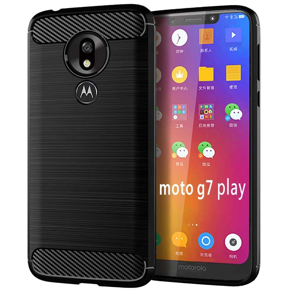Yiakeng Moto G7 Optimo Case, Moto G7 Play Case, Shockproof Protection Soft Glitter Silicone Slim Phone Cases for Motorola Moto G7 Optimo (Black) 1