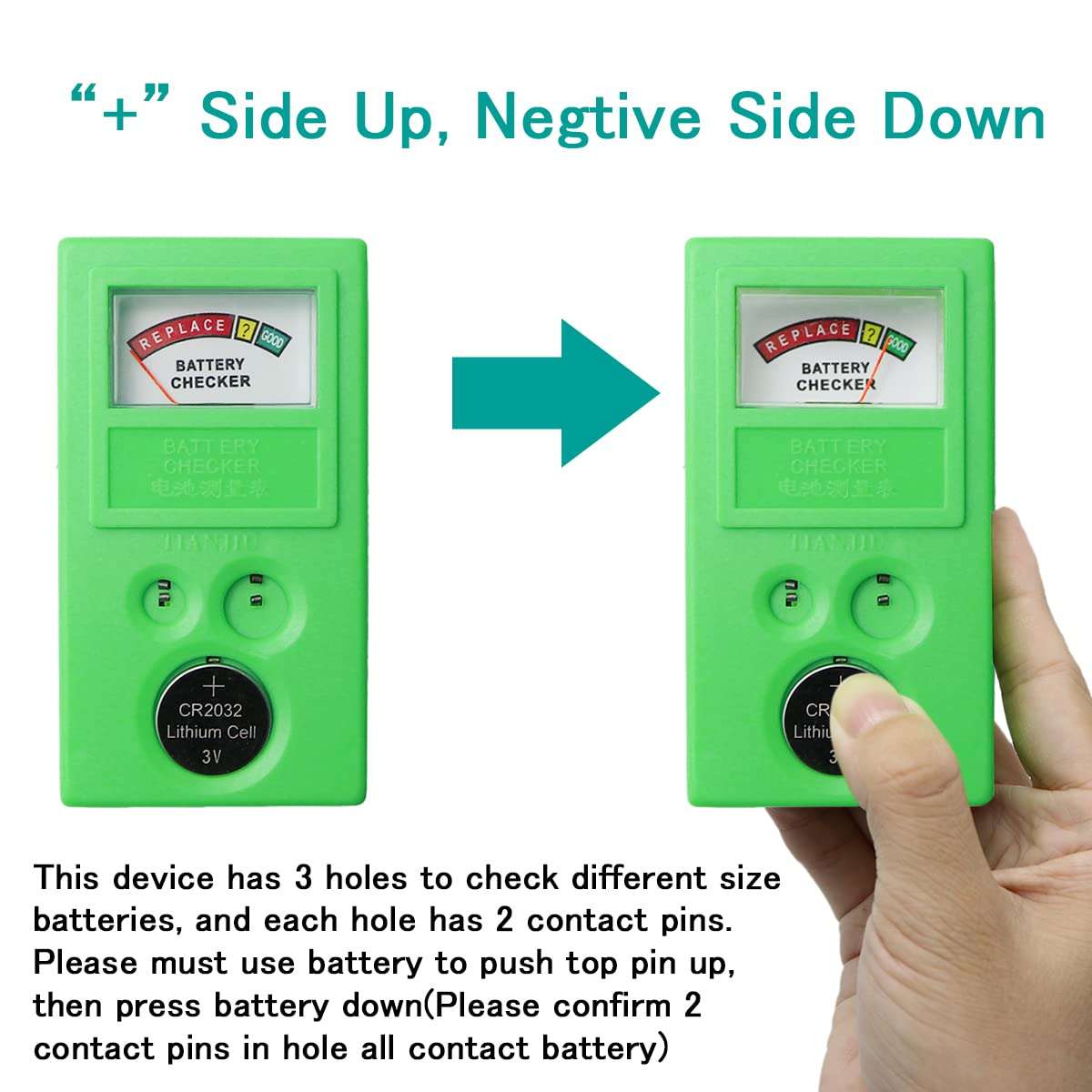 Button Cell Battery Checker Portable 1.5v 3v Checker Battery Tester Meter Tool for LR44 CR2032 CR2025 Button Cell (Green) 2