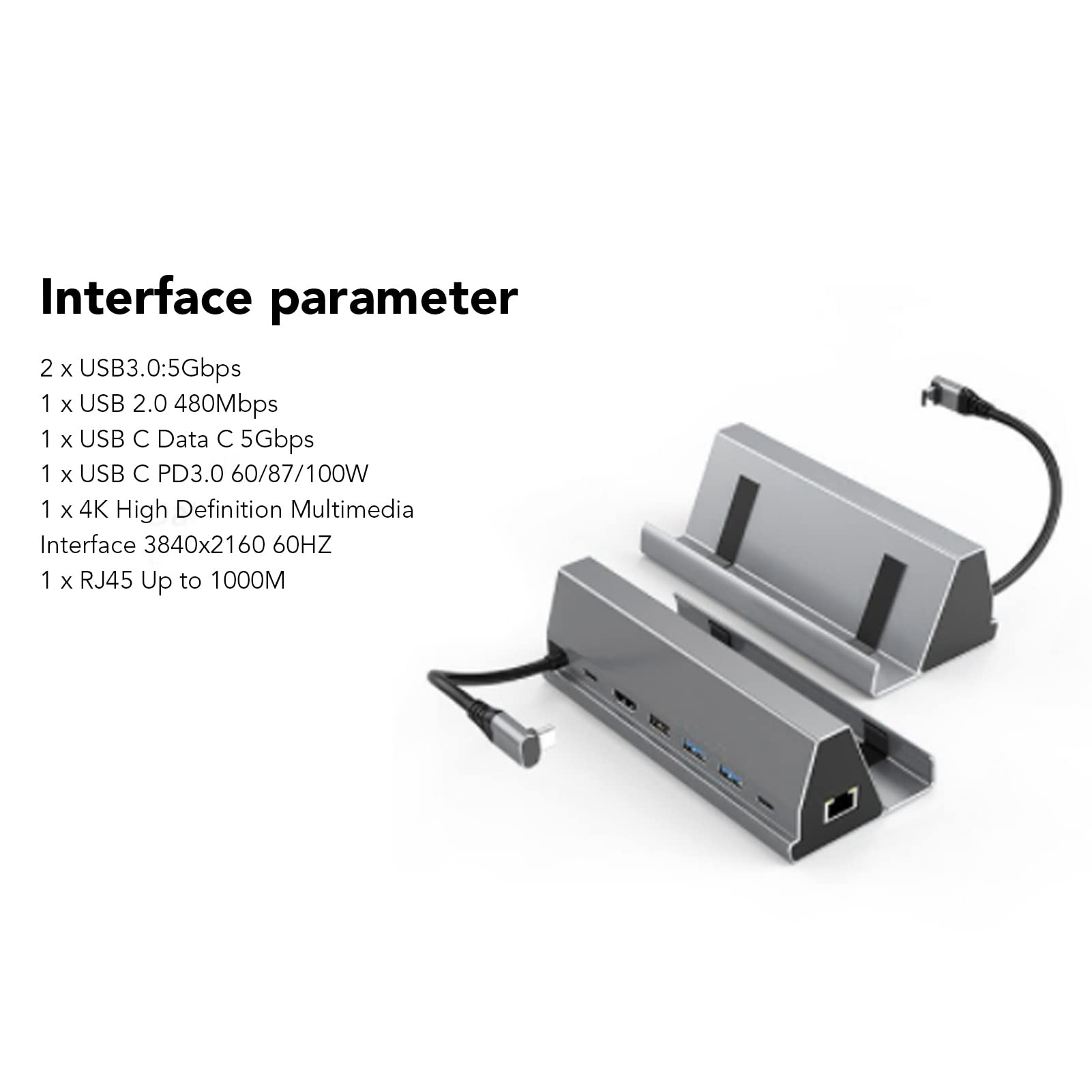 7 in 1 Docking Station with PD, 4K HD Multimedia Interface, USB3.0, USB C, RJ45. Fast Charging for OS X, (Grey) 4