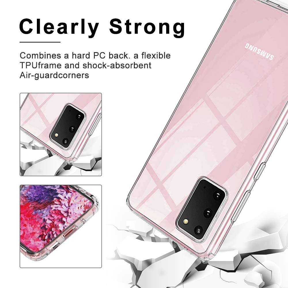 WRJ Case for Samsung Galaxy S20 6.2 Inch,Hard PC Back Clear Crystal with TPU Bumper, Anti Slip Scratch Transparent Heavy Duty Rugged Shockproof Resistant Protective Cover Case 3