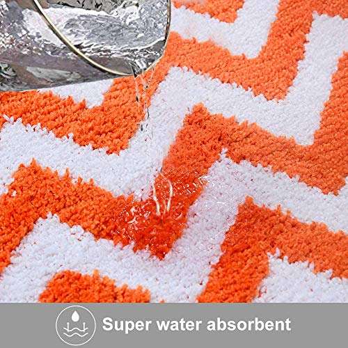 Sw Handloom Microfiber Carpet Kitchen Runner,Bath Mats,Washable Anti Slip Latex Backing , 40 x 120 cm Runner, 40 x 60 cm Mat, Orange ( Set of 2) 3