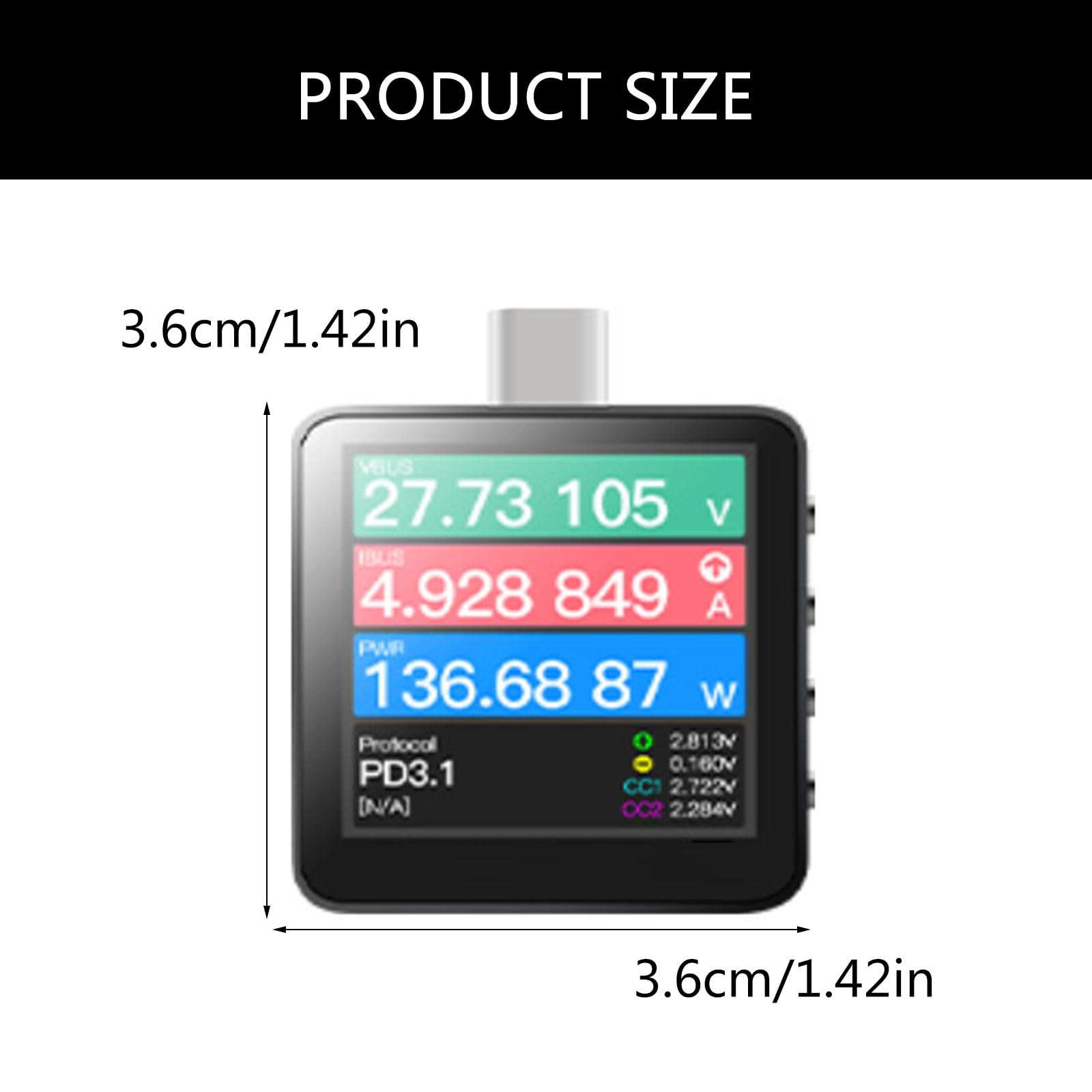 KM003C Charging USB C PD3.1 50V 6A Ranges USB C Capacity Tester Multimeter USB Current Meter Tester LCD Display 4