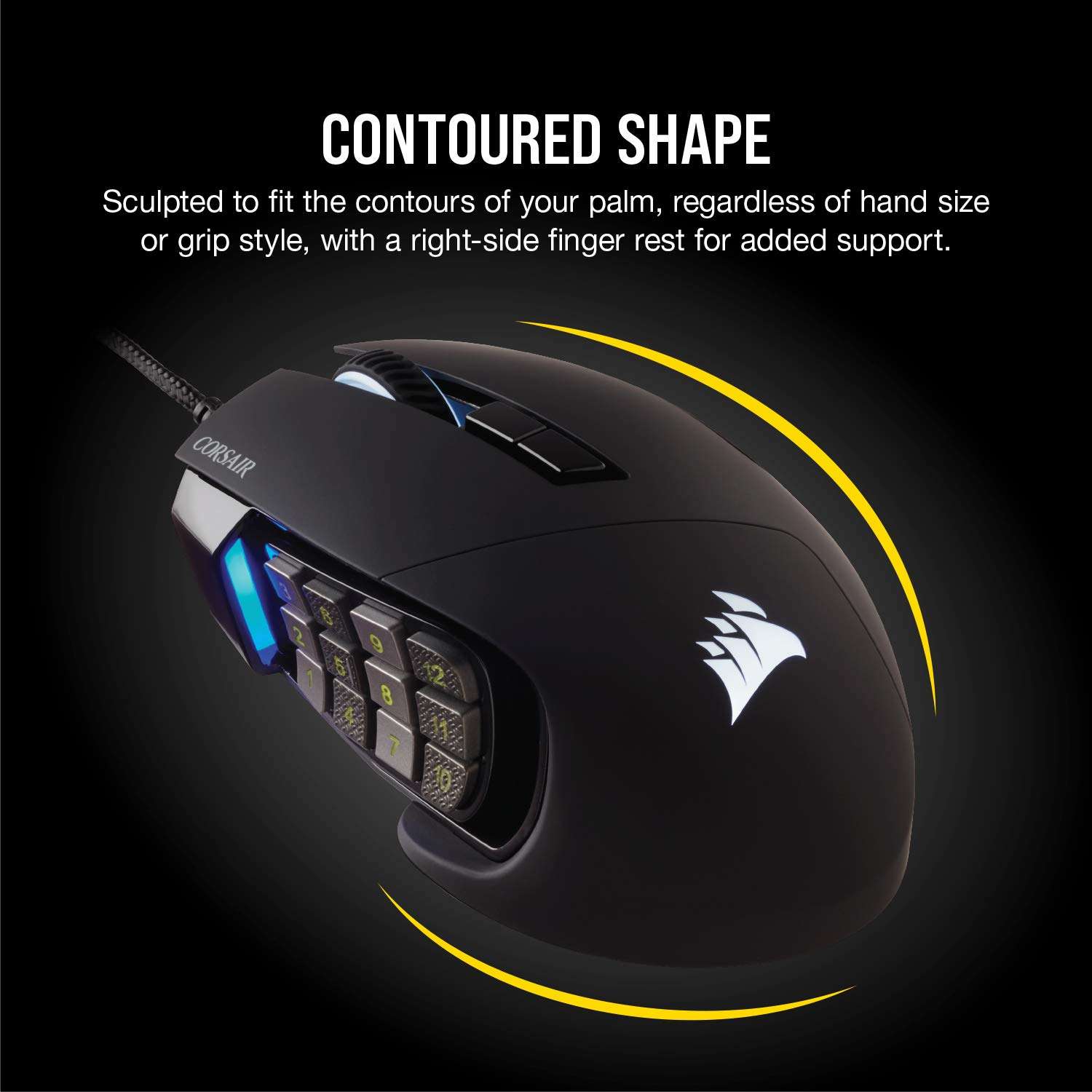 Corsair Scimitar RGB Elite Wired MOBA/MMO Gaming Mouse – 18,000 DPI – 17 Programmable Buttons – iCUE Compatible – PC, Mac, PS5, PS4, Xbox – Black 6