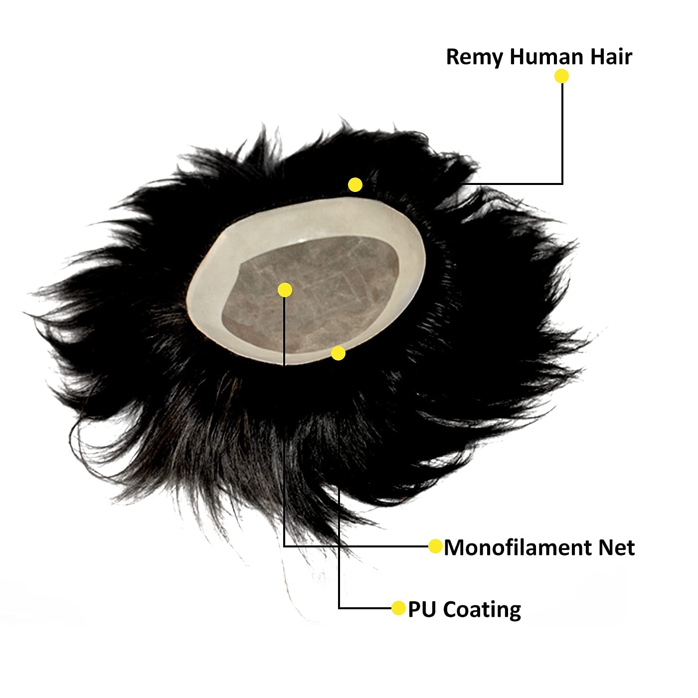 Majik Hair Patch, Wig, Toupee For Men And Boys (Normal Monofilament) (10X8 Inch, Medium Brown), 100 Gram, Pack Of 1 5