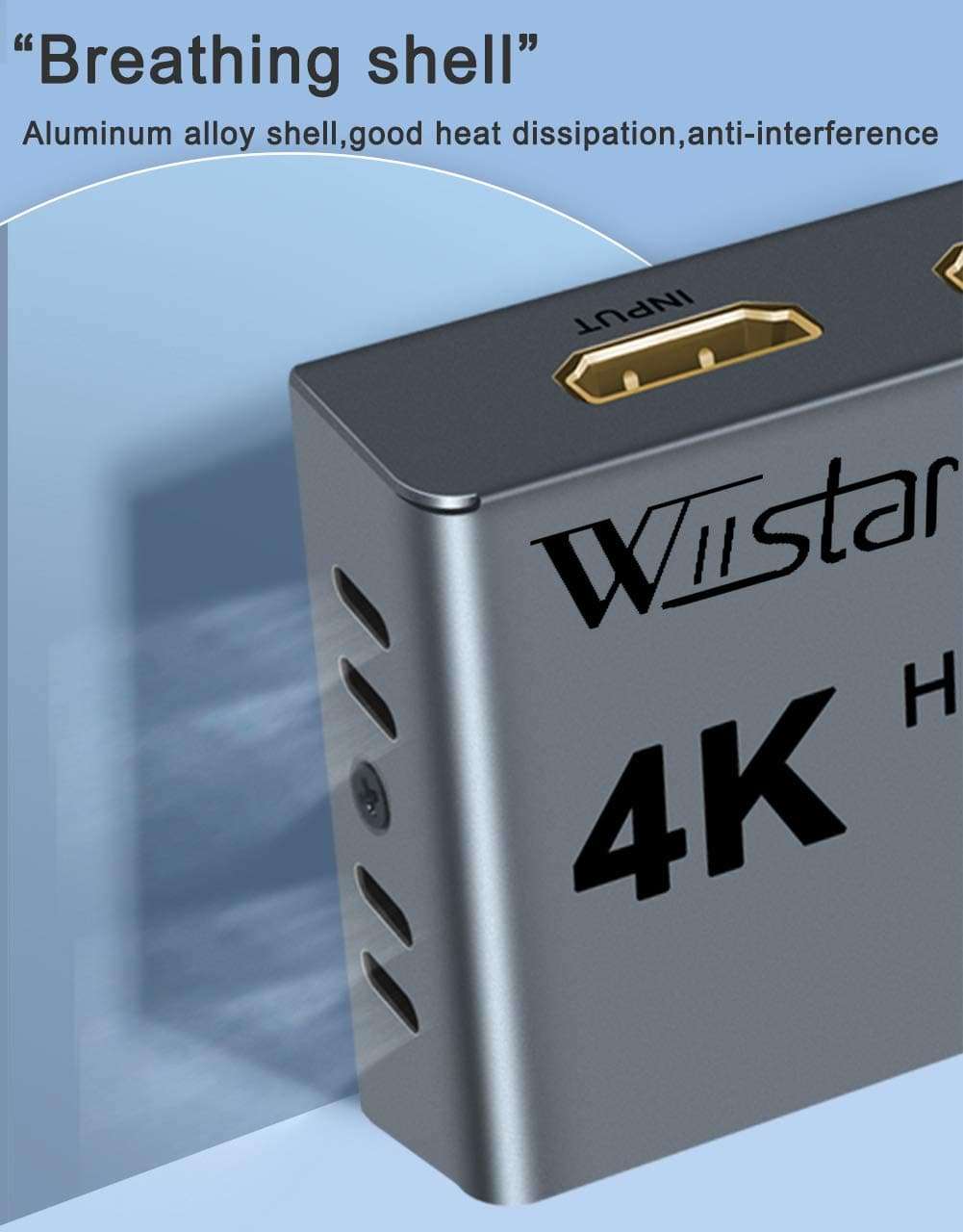 Wiistar 4K HDMI Audio Extractor with 4K60hz HDMI Splitter 1 in 2 Out Spdif/Toslink/Optical 3.5mm Jack Audio Out Signal Distributor Converter for PS4 Xbox One DVD Blu-ray Player HD TV Projector 5